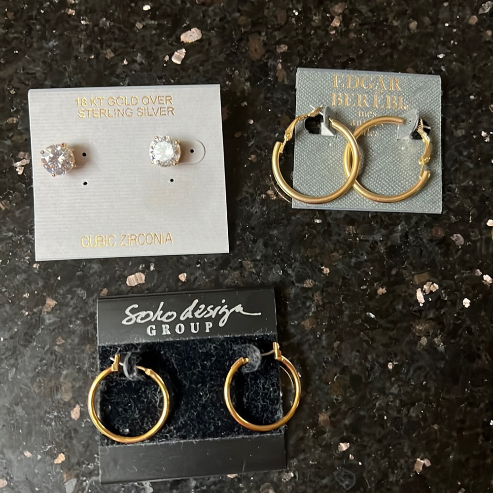 Earrings.   3 pairs altogether